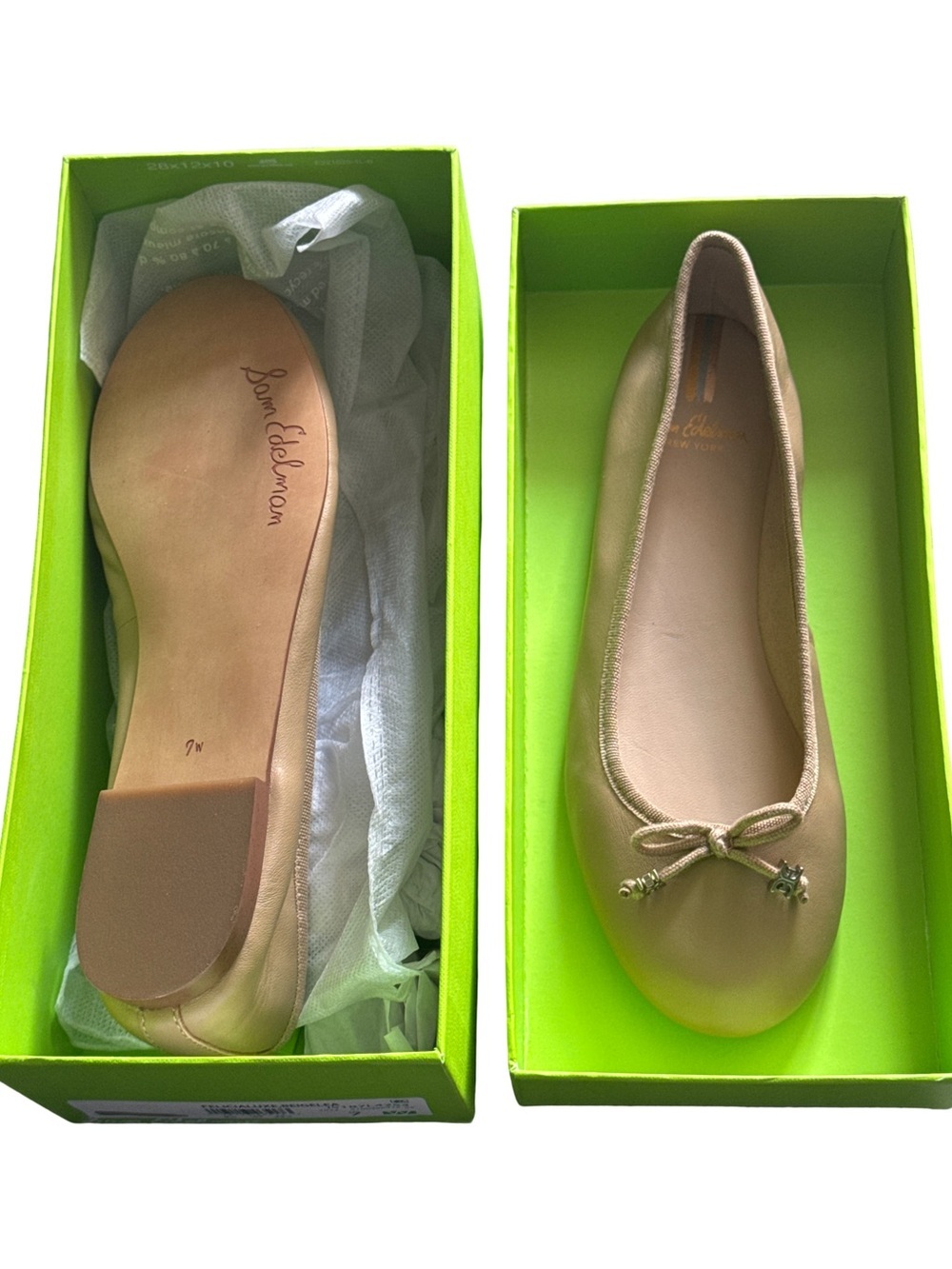 Sam Edelman Felicia Luxe Soft Beige Ballet Flats with Bow